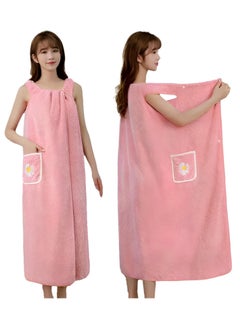 اشتري Microfiber Wearable Towel Bath, Ladies Sling Towel Wrap, Bath and Gym Towel, Quick Dry Fleece Bathrobe, Women Shower Wrap Towel with Pocket, Towel Wrap for Women (Size:L) في الامارات