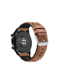 Buy Huawei Watch GT2 Pro Smart Watch 46mm Silicone Leather Replacement Strap Watchband 22mm - Camel Silver Buckle in Egypt