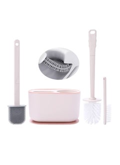 اشتري Toilet Brush and Holder Set with 3Pcs Brushes Wall Mounted/Floor Standing Toilet Bowl Brushes with Long Handle Easy to Clean Toilet Corner for Bathroom Lavatory في الامارات