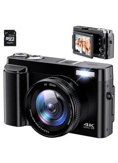 اشتري 4K Digital Camera for Photography Auto Focus 48MP 4K Camera with SD Card, 180° 3.0 Inch Flip Screen Vlogging Camera with 16x Digital Zoom, Anti-Shake, 2 Batteries في الامارات