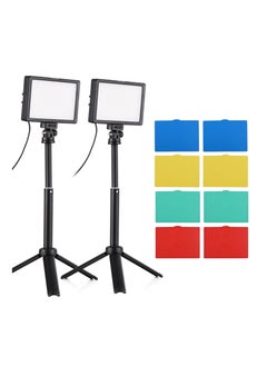 اشتري 2 Packs 15W LED Video Light Set Desktop Photography Fill Light Bi-Color Temperature Adjustable Brightness CRI95 USB Power Supply with Extendable Tripod Color Filters في السعودية