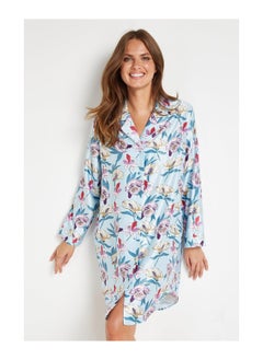 Buy Bloom Print Satin Sleep Shirt in UAE