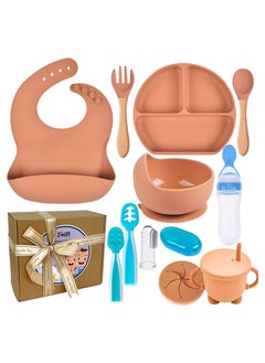 اشتري Baby Feeding Set 11-Piece, Baby Led Weaning Utensils Set Includes Suction Bowl and Plate, Baby Spoon and Fork, Sippy Cup with Straw and Lid, Spoon Set Stage 1 and Stage 2, Food Feeder, Gift Packaging في الامارات