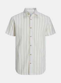 Buy Oxford Striped Short Sleeves Regular Fit Shirt in Saudi Arabia