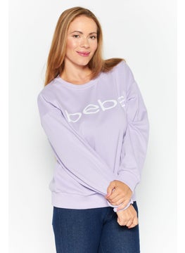 Buy Women Round Neck Brand Logo Sweatshirt, Lavender in UAE