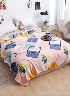 Buy Fleece Blanket 200*230cm Multi Purpose, Super Soft Throw Pink Color with Teddy. in UAE