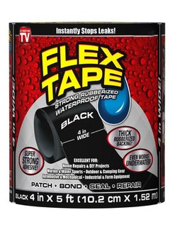Buy Flex Tape Strong Rubberized Waterproof Tape, 4 inches x 5 feet, Black in UAE