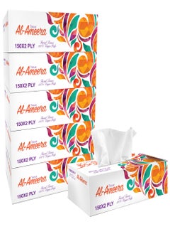 Buy Al Ameera Facial Tissue Paper box 150 Sheets 2 Ply Tissues, Premium Softness and Quality Tissue Paper Pack of 5 in UAE