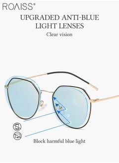 Buy Blue Light Blocking Sunglasses Anti UV and Glare Blue Light Filter Computer Glasses Round Color Changing Anti Eyestrain Headache Eyewear for Men Women Black Gold in UAE