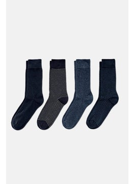 Buy Men 4 Pair Stripe Socks, Navy Blue in UAE