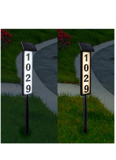 اشتري Solar Lighted House Address Numbers Sign Solar Powered House Numbers Light LED Illuminated Outdoor Address Plaque for Home Yard Garden House في السعودية