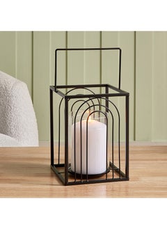 Buy Destan Metal Ribbed Candleholder with Glass Votive 19.5 x 24 x 18.5 cm in UAE