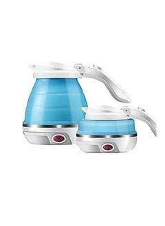 Buy Travel Foldable Electric Kettle Portable Silicone Collapsible Camping Kettle 100-240V Blue 500ml in Egypt