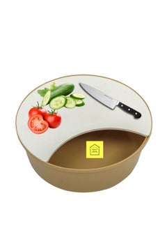 Buy 2-in-1 Vegetable Cutting Board with Vegetable Receptacle  Beige/White 29.8x11 cm in Saudi Arabia