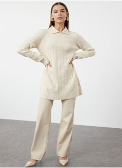 Buy Stone Soft Textured Knitwear Zigzag Patterned Sweater TCTAW25AK00012 in Egypt