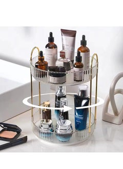 Buy Rotating Makeup Organizer for Vanity 2 Tier, High-Capacity Skincare Clear Make Up Storage Perfume Organizers Cosmetic Dresser Organizer Countertop 360 Spinning in Saudi Arabia