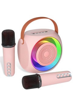 اشتري Karaoke Machine for Kids, Portable Bluetooth Karaoke Speaker with 2 Wireless Microphones and Led Colorful Lights for Kids Adults, Gifts Toys for Girls Boys Family Home Party(Pink) في السعودية