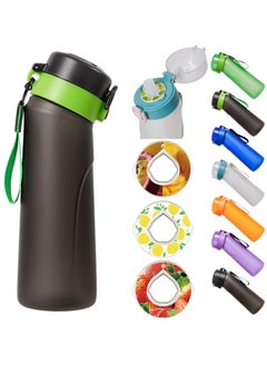 Buy Flavored Water Bottle, Air up Water Bottle with Flavor Pods, Flavor Water Bottle, Air up Water Bottle, for Kids (Green Black - 1 bottle (750 ml) + 3 pods in random flavors) in UAE