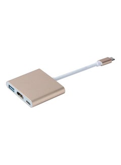 Buy 3-In-1 USB Type-C To HDMI Converter Adapter Gold/White in UAE