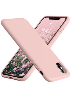 Buy Compatible with iPhone Xs Max Case 6.5 Inch Slim Liquid Silicone 4 Layers Soft Gel Rubber Shockproof Protective Phone Case with Anti Scratch Microfiber Lining (Pink Sand) in Egypt
