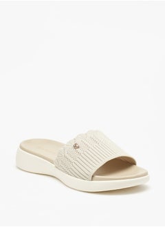 Buy Textured Slip-On Flatform Sandals in UAE