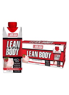 Buy Labrada Lean Body RTD Strawberry Protein Shake 17 Fl oz (500 ml) - Pack of 12 in UAE