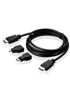 اشتري 3 in 1 Full HD 1080P HDMI Cable Adaptor Kit (1.5m HDMI Cable + HDMI to Mini HDMI Adaptor + HDMI to Micro HDMI Adaptor) في الامارات