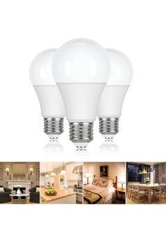 Buy LED Light Bulbs 60 Watt Equivalent, 9W Daylight White 3000K Non-Dimmable, A19 E27 Standard Medium Base, 25000 Hour Lifetime, 806 Lumen, Pack of 3, Warm White in Saudi Arabia