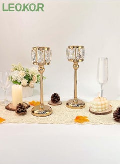 اشتري 2PS Crystal Bowl Tealight Candelabra Votive Candle Holder Gold في السعودية