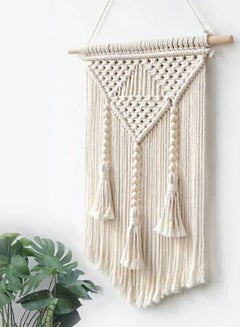 Buy White Wooden Beads Handwoven Wall Hanging For Decoration in UAE