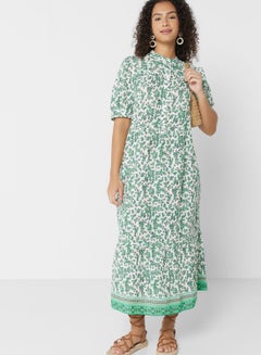 Buy Printed High Neck Tiered Dress in UAE