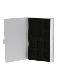 اشتري 1SD+ 8TF  Aluminum Micro SD Cards Holder Pin Storage Box 9 solts for SD/ SIM/TF Memory Card(Silver) في السعودية