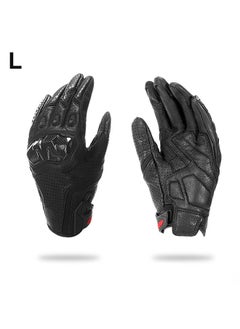 اشتري Motorcycle Gloves for Men Women Touchscreen Motocross Dirt Bike Riding Gloves All Finger with Carbon Fiber Protective Hard Knuckles Black Size L في الامارات