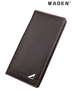 Buy Men's Long Wallet Fashionable and Simple Youth Multi Card Lychee Pattern Soft Leather Clip Business Suit Bag Long Pattern Business Leather Wallet Large Capacity Design Coffee Color in UAE