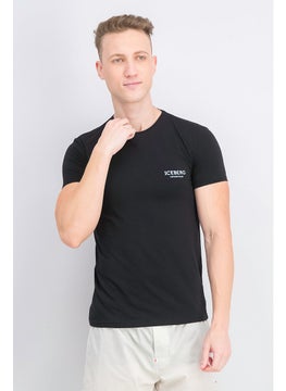 اشتري Men Round Neck Short Sleeve T-shirt, Black في الامارات