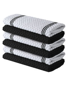Buy Premium Kitchen Towels – Pack of 6, 100% Cotton 15x25 Inches Absorbent Dish Towels - 425 GSM Tea Towel, Terry Kitchen Dishcloth Towels- Black Dish Cloth for Household Cleaning by Infinitee Xclusives in UAE