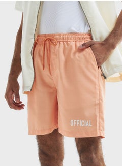 اشتري Slogan Drawstring Shorts في الامارات