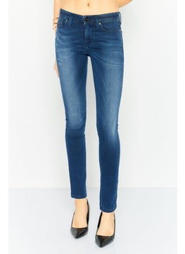 اشتري Women Slim Fit High Rise Straight Leg Washed Jeans, Blue في الامارات