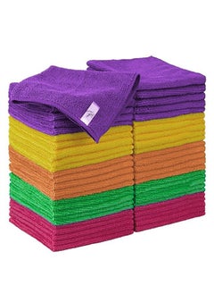 Buy Microfiber Cleaning Cloth Multicolour Pack of 20 30x40 centimeter in UAE