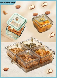 Buy Snack Serving Tray Food Storage Box Portable Snack Platters Desktop Organizing Box Transparent Candy Box With Lid Food Display Bowls for Vegetables Candy Fruit Dips (Amber 4 Box) in Saudi Arabia