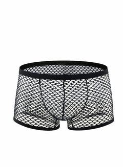 Buy Men's Underwear Fishnet Boxer Briefs Mesh Trunks for Men See Through Enhancing Pouch Cool Design Breathable Hot Underwear, Black in UAE