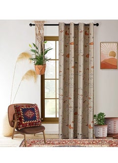 Buy Cartoon Dog Print Thermal Insulated Blackout Curtain for Children Room Beige 132x213/240cm in UAE