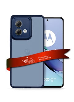 Buy Hybrid Silicone With Translucent Back Protective Lens Sheild Case Cover For Motorola Moto G84 5G 2023 Navy Blue in UAE