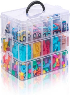 اشتري 3-layer Stackable Craft Storage Containers, Plastic Craft Box Organizer With 30 Adjustable Compartments And Handles, Portable Beads Organizers And Storage for Arts Crafts, Toy, Washi Tapes, Nail في السعودية