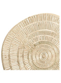 Buy Gold Round Placemats Metallic Pressed Vinyl Dining Table Mats Farmhouse Kitchen Hollow Out Wood Pattern 15inch Table Setting Fall Spring Decoration Gold Centerpiece in UAE