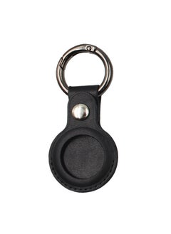 Buy Leather Protective Case with Carabiner Ring Anti Scratch for AirTag Bluetooth Tracker Black in UAE