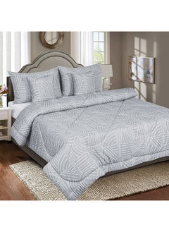 اشتري Aurora Telavi 5-Piece Queen Printed 124-Thread Count Cotton Comforter Set 240 x 200 cm في الامارات