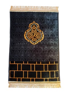 Buy Velvet Top Anti-Slip Prayer Mat Printed Black/Beige 80x120 cm in UAE