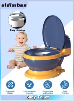 Buy Potty Training Seat, Toddler Potty Chair with Soft Seat, Potty Training Toilet with Lid, for Toddler Baby Kids Removable Toilet, Holds Paper Towel, Splash Proof（Bluish Yellow） in Saudi Arabia