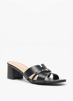 اشتري Solid Slip-On Sandals with Block Heels في الامارات